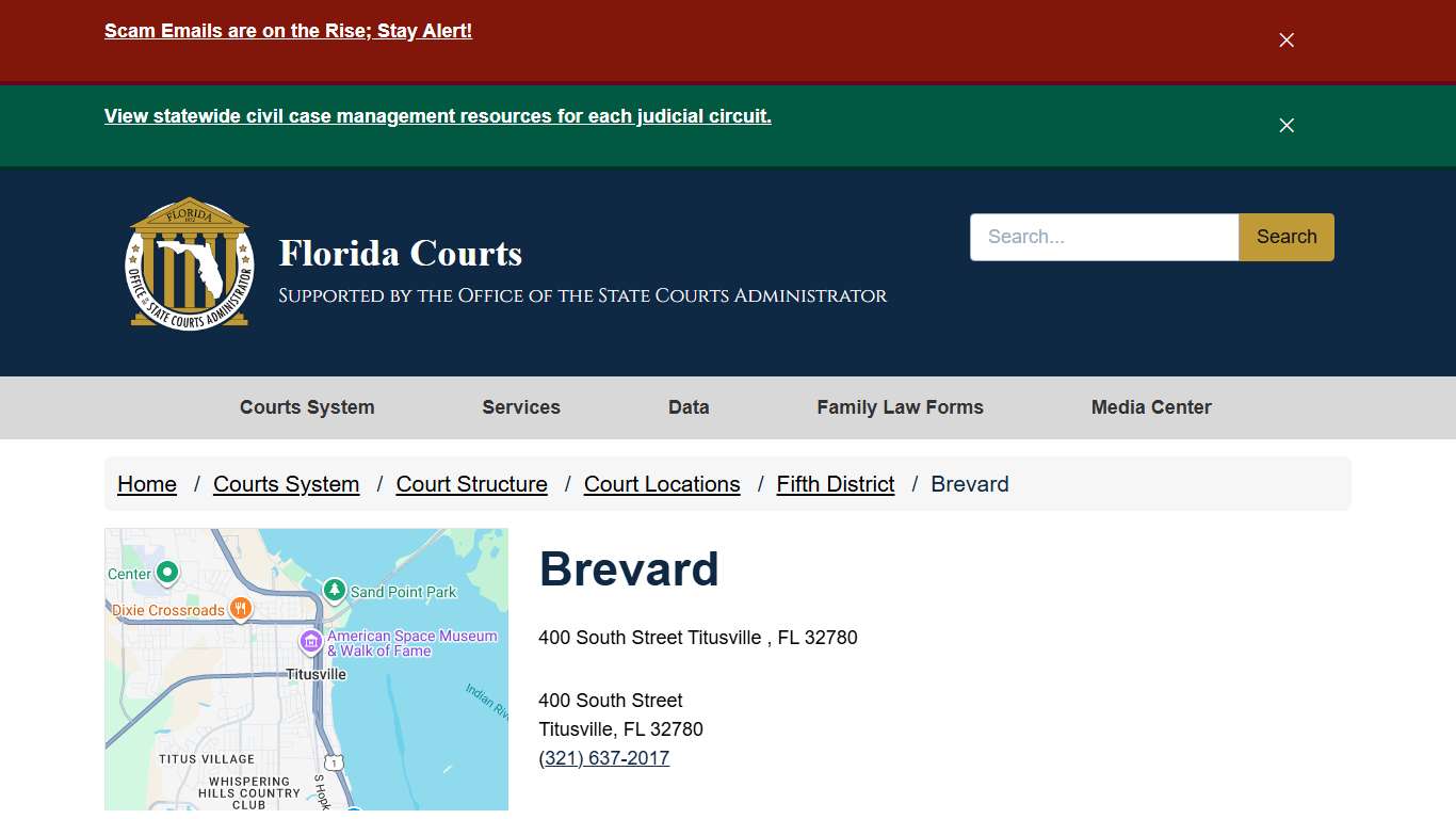 Brevard / Fifth District / Court Locations / Court Structure / Courts System - - Florida Courts