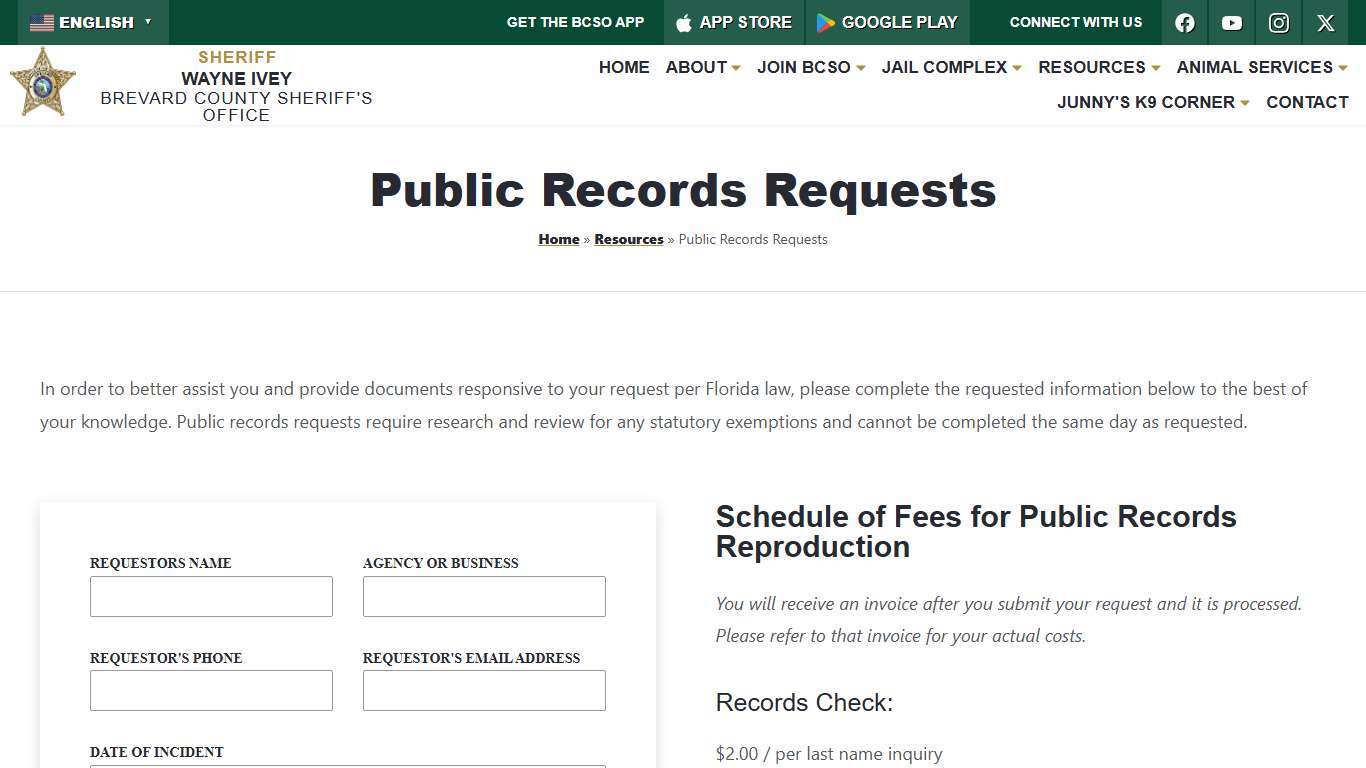 Public Records Requests | BCSO